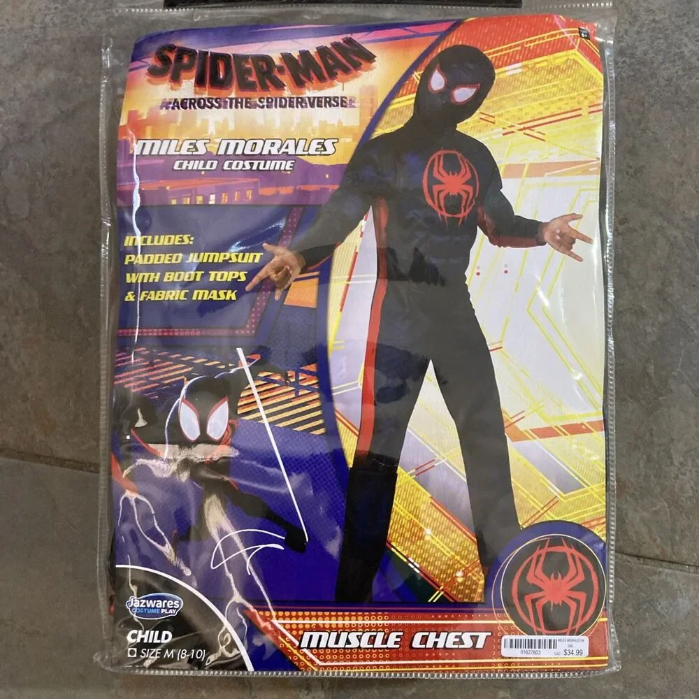 Across the Spider-Verse Miles Morales Kid's Spiderman Costume M 8-10